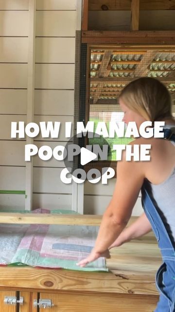 a woman standing in front of a wooden table with the words how i manage poop on the copp