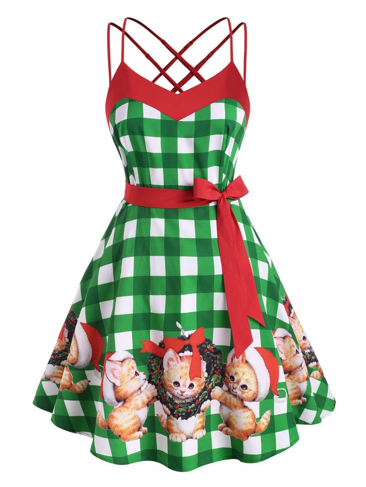 [48% OFF] Criss Cross Strappy Plaid Christmas Cat Plus Size Dress | Rosegal Plaid Overall Dress Outfit, Plaid Dress With Shirt Underneath, Plaid Dress Outfit Winter, Christmas Party Outfit Casual Jeans, Plaid Shirt Dress Outfit, Plaid Dress Outfit, Classy Bodycon Dress, Plus Size Christmas Dresses, Plaid Overall Dress