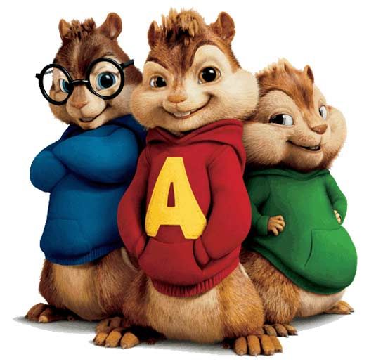 three cartoon chipmuns wearing sweaters and glasses with the words tash, izzy, char