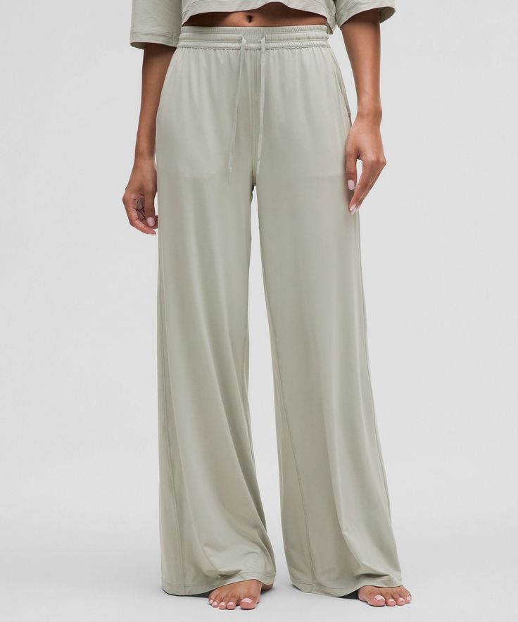 Modal High-Rise Wide-Leg Lounge Pant | Women's Pants | lululemon Flowy Wide Leg Pants, Wide Leg Lounge Pants, Lounge Pants Womens, Modal Fabric, Mid Size, Winter Clothing, Sheer Fabric, Sheer Fabrics, Lounge Pants