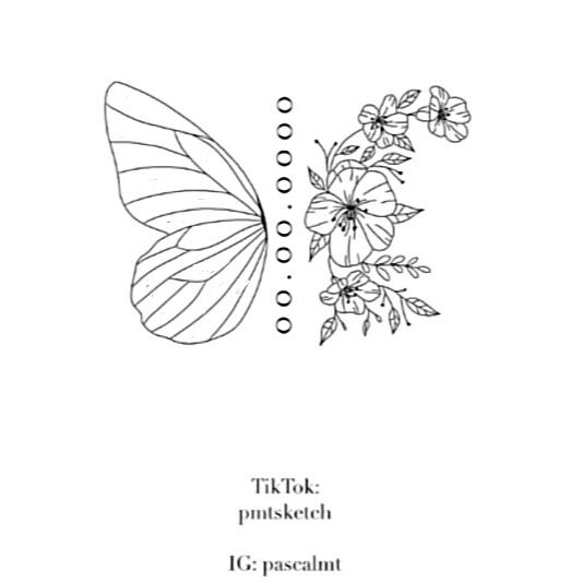 a butterfly with flowers on it's wings and the words tik tok