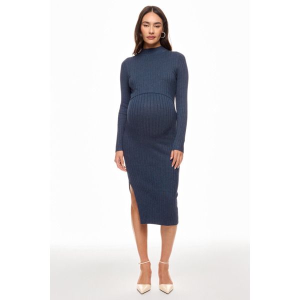 Blue (72% Viscose, 28% Nylon). Casual Dresses. Crew Neck. Long Sleeve. Pull On. Shoulder to Hemline Length: 45". Length: 7". Imported. Knit Maternity Dress, Rent Dresses, Rent The Runway, Maternity Dress, Maternity Dresses, Rib Knit, Casual Dresses, Crew Neck, Knitting