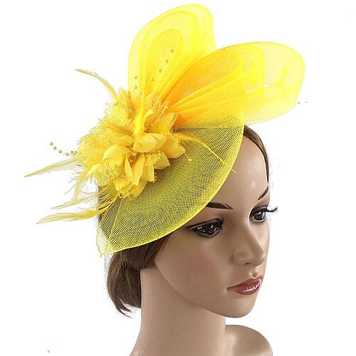 Category:Headdress,Fascinators,Hats,Headwear; Embellishment:Feather,Bows,Pure Color,Splicing,Tulle; Gender:Women's; Quantity:1 PC; Theme:Fashion,Head,Vintage Theme,Birthday,Wedding,Holiday,Classic Theme; Style:Luxury,Elegant; Hats Category:Fedora Hat,Top Hat,Veil Hat; Occasion:Horse Race,Cocktail; Material:Organza; Front page:WE; Shipping Weight:0.13; Listing Date:03/15/2024; Head Circumference: Headband Veil, Nylon Flowers, Veiled Hats, Womens Tea, Party Headband, Wedding Tea, Bridal Shower Tea, Feather Fascinators, Fascinator Hat