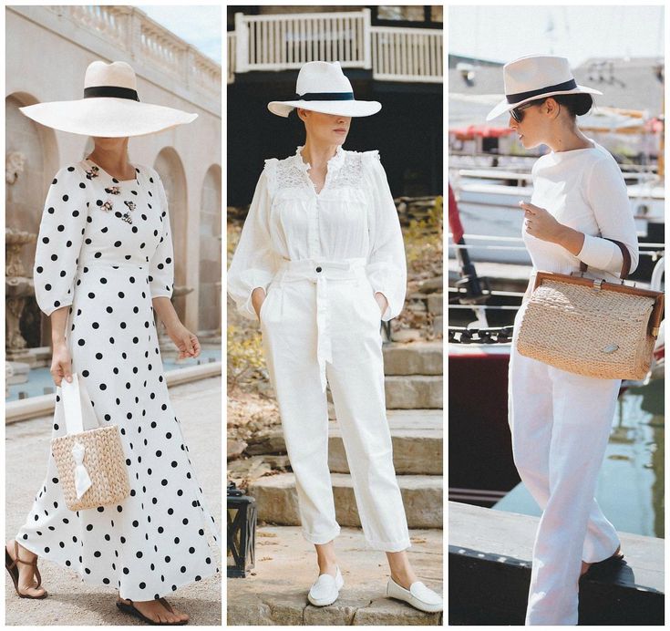 Bittersweet Colours Panama Hats For Women Outfits, Elegant White Hat, White Panama Hat Outfits, Classy Hat Outfits, White Travel Outfit, Outfit With Hats For Women, Summer Outfit With Hat, Nautical Outfit Women, Summer Hat Outfits