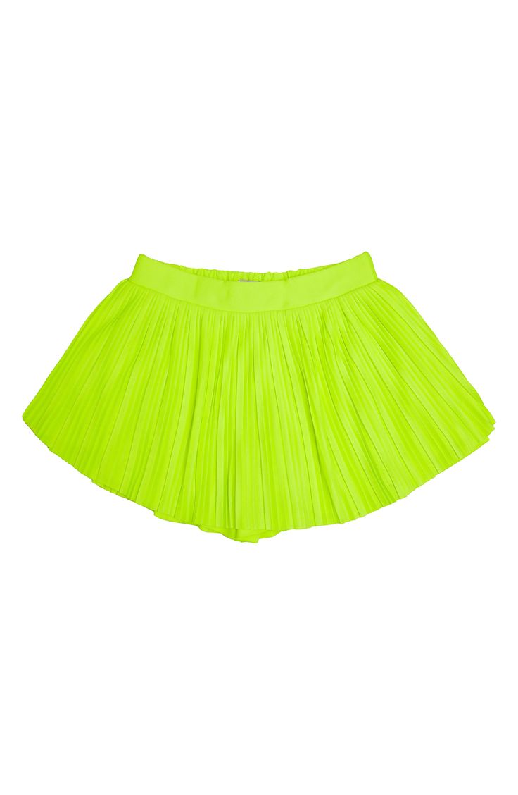 A tennis-ball hue brightens a pleated skort your kiddo will love. 100% polyester Hand wash, line dry Imported Spring School Tennis Skirt, Spring Short Tennis Skirt For School, Green Spring Tennis Skirt For School, Pleated Skort For Cheerleading In Spring, Spring Pleated Skort For Cheerleading, Pleated Skort For Spring Cheerleading, Green Pleated Tennis Skirt For School, Summer School Pleated Shorts, Green Tennis Skort For Summer