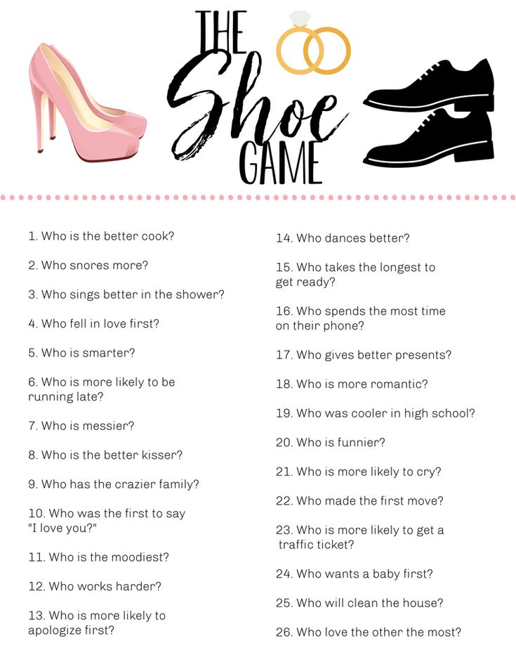 the shoe game with question cards