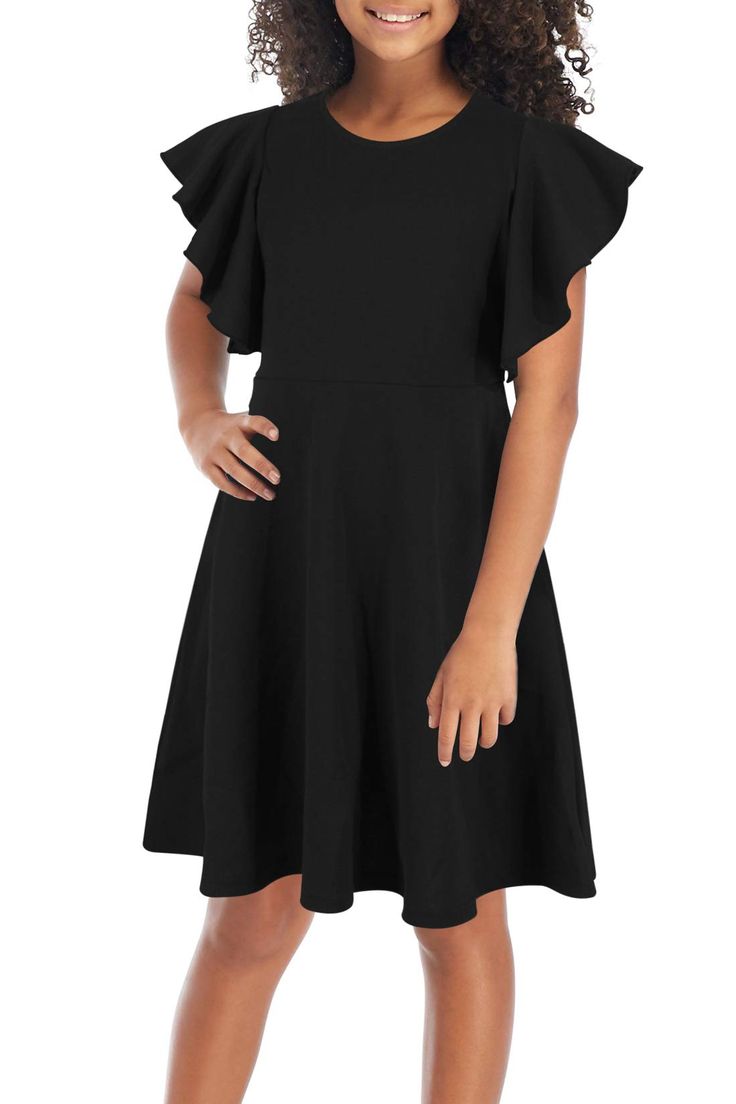 PRICES MAY VARY. Material and Fabric: 100 Percent Polyester, elastic and comfortable fabric without pilling. Well made as far as fabric and stitching. Styles and Features: Stylish and Unique Casual Style, Ruffle Trim Flutter Sleeve, Fit and Flare Design, Back Zipper, Two Side Pockets, Round Neck, Above Knee Length, No lined. The material is soft, stretchy and easy to wear. Suitable Occasion: The best choice for Party Activity, Semi-formal Special Occasion, Casual Outdoor, Banquet, Wedding, Holid Flutter Sleeve Dress, Dress With Pockets, Winter Dresses, Swing Dress, Flutter Sleeve, Kids Dress, Fit And Flare, Cute Dresses, Casual Style