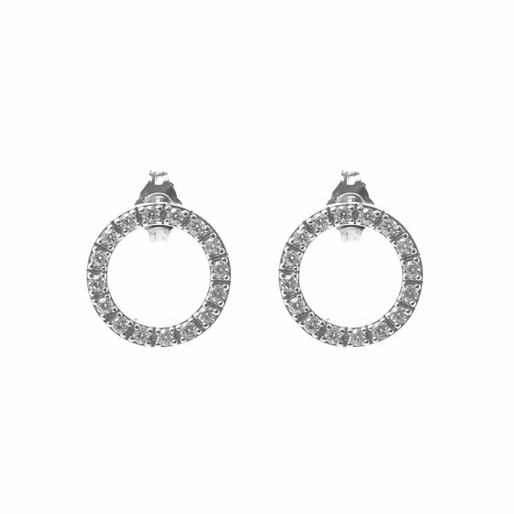 Silver Circle of Life Zirconia Earrings - L'Atelier Global Stone Inlay, Circle Of Life, Zirconia Earrings, Elegant Earrings, Designer Earrings, European Fashion, Post Earrings, Diamond Earrings, 925 Sterling Silver