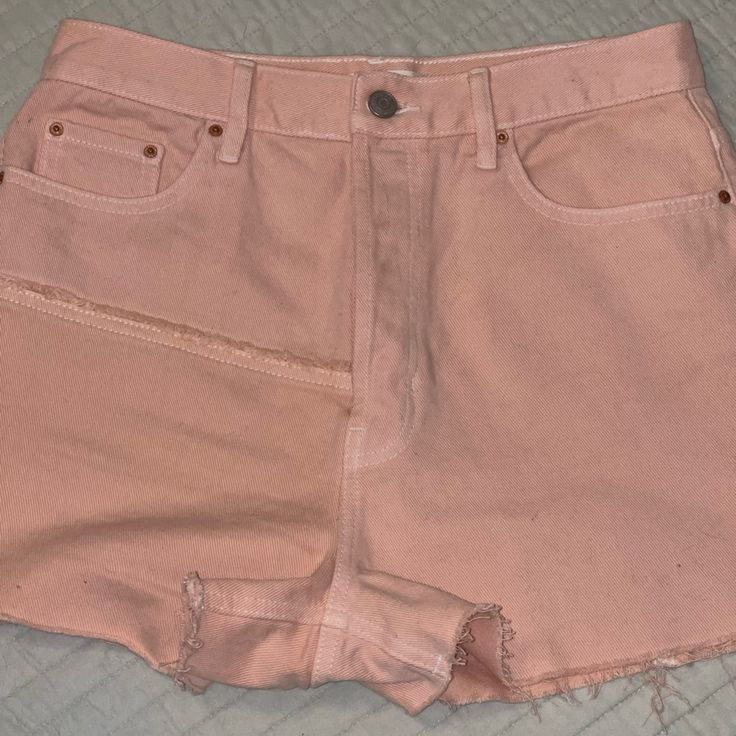 Pacsun Pink Denim Shorts With Buttons. Never Worn And In Perfect Condition Pink Short Jeans For Spring, Spring Pink Short Jeans, Spring Cutoff Bottoms With Pockets, Pink Denim Summer Bottoms, Summer Pink Denim Bottoms, Pink Jeans Shorts With Pockets, Pink Short Jeans With Pockets, Pink High-rise Bottoms For Day Out, Fitted Pink Cutoff Bottoms