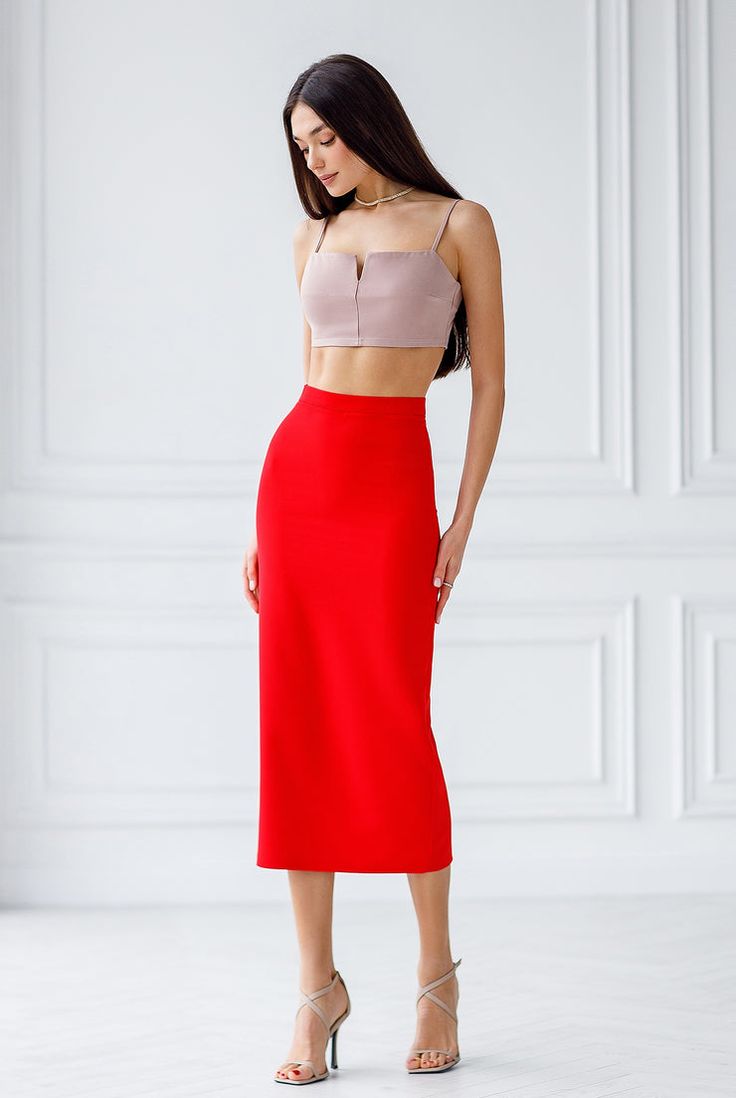 Green High Waist Pencil Skirt – ELAGIA High Waist Pencil Skirt, Suiting Fabric, High Waisted Pencil Skirt, Red High, Black Friday Sale, Black Red, Pencil Skirt, High Waist, Pencil