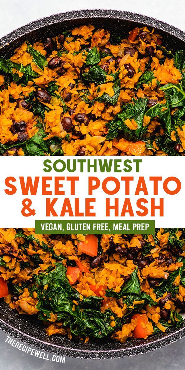 the cover of southwest sweet potato and kale hash