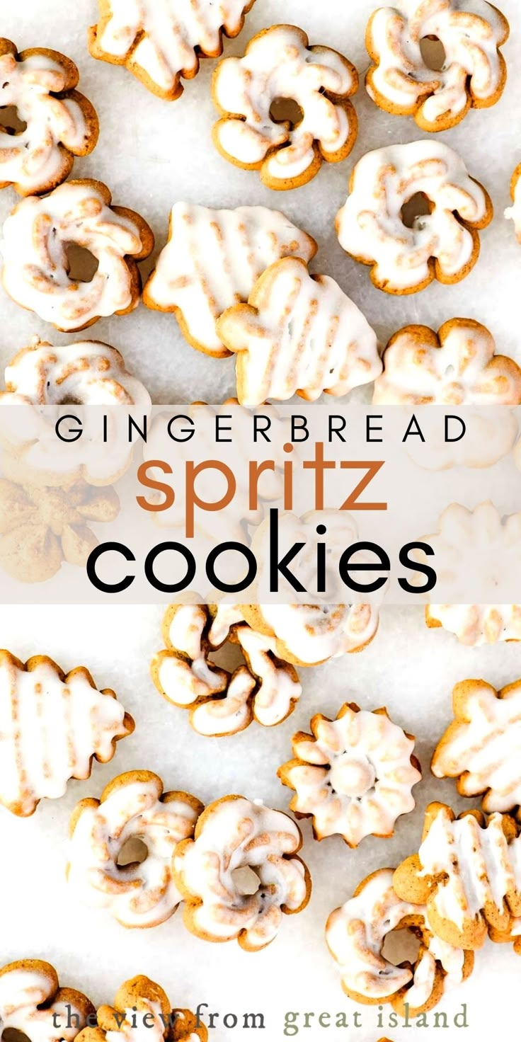 there are several different types of spritz cookies on the table with text overlay