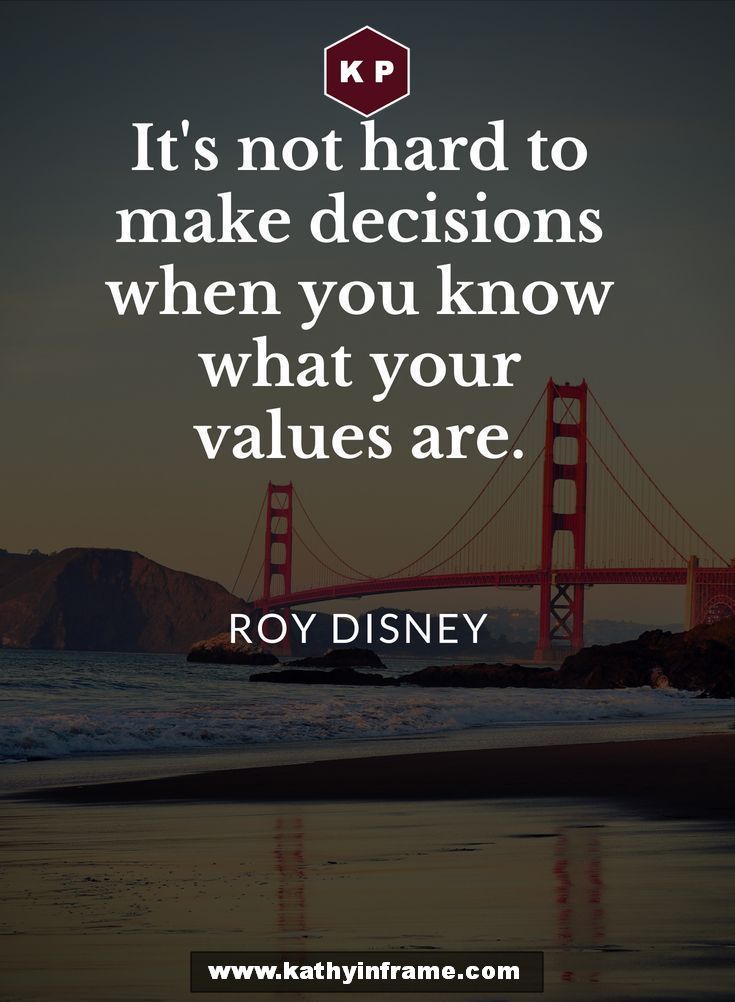 the golden gate bridge in san francisco, california with an inspirational quote about it's not hard to make decisions when you know what your