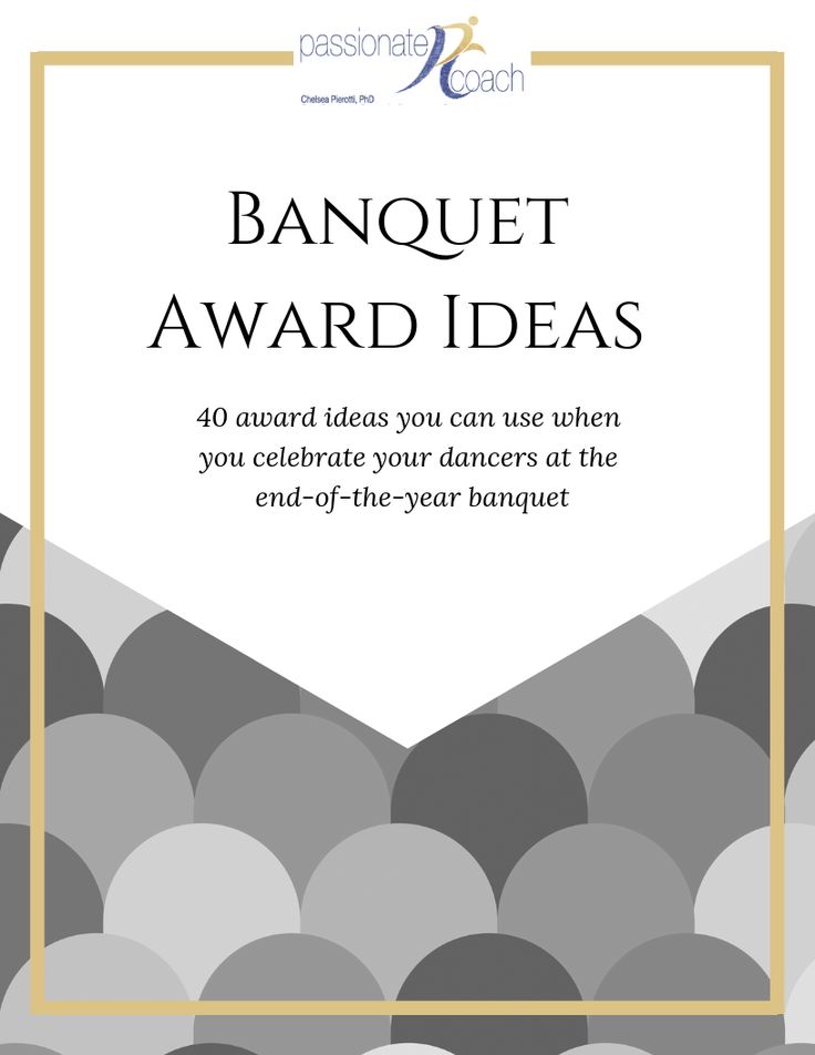 the cover of banquet award ideas, with an image of gray and white circles on it