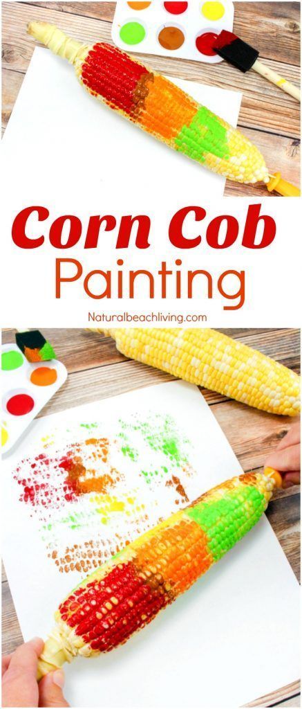 corn cob painting is an easy art project for kids to do on the table