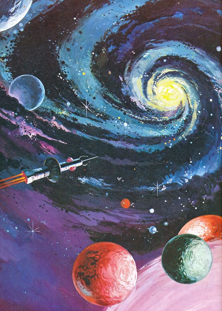 an artist's depiction of the planets and their satellites in outer space with stars