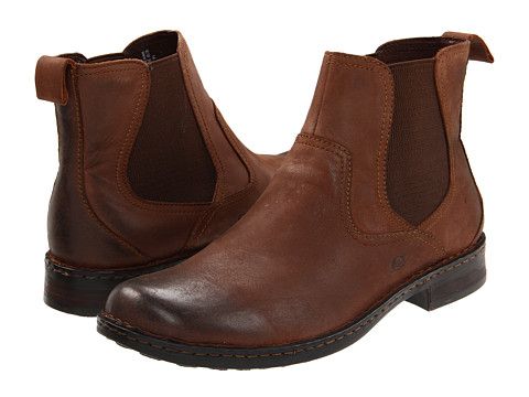 Born Hemlock Rugged Leather Slip-on Chelsea Boots, Rugged Leather Chelsea Boots For Fall, Western Slip-on Boots For Fall, Fall Chelsea Boots With Moc Toe And Reinforced Toe, Fall Leather Moc Toe Boots, Winter Leather Boots With Heel Pull Tab, Rugged Leather Boots For Fall, Fall Leather Slip-on Work Boots, Fall Leather Footbed Slip-on Chelsea Boots