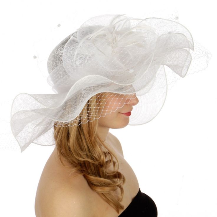 White Two Layer Flower Corsage Sinamay Hat 4oz 100% Sinamay Brim 6" X Crown 4.5" Fitted Top Hat With Curved Brim For Spring, Spring Church Wide Brim Top Hat, Fitted Fascinator With Curved Brim For Spring, Spring Fascinator With Fitted Curved Brim, Elegant Spring Sun Hat For Church, White Hat For Garden Party In Spring, White Short Brim Spring Hat, Curved Brim Top Hat For Spring Church Events, Curved Brim Top Hat For Church In Spring