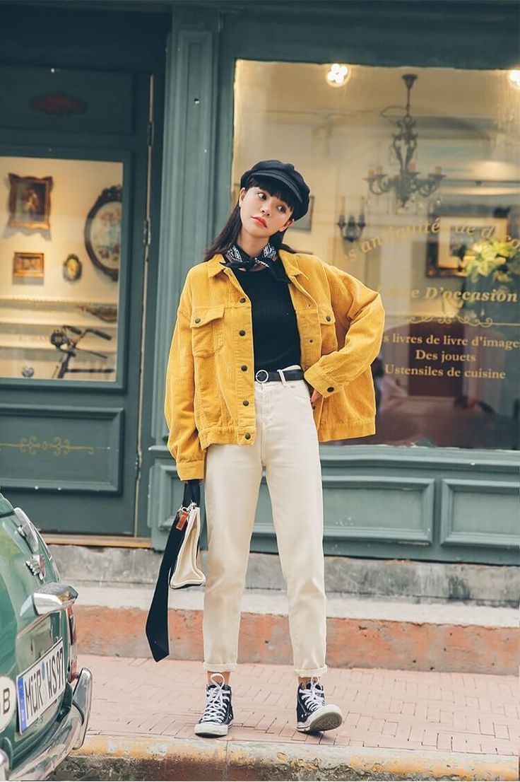 Yellow Jacket Outfit, Mustard Yellow Outfit, Mustard Jacket, Estilo Hipster, Yellow Jeans, Jean Jacket Outfits, Yellow Outfit, Y2k Aesthetic Outfits, Tumblr Outfits