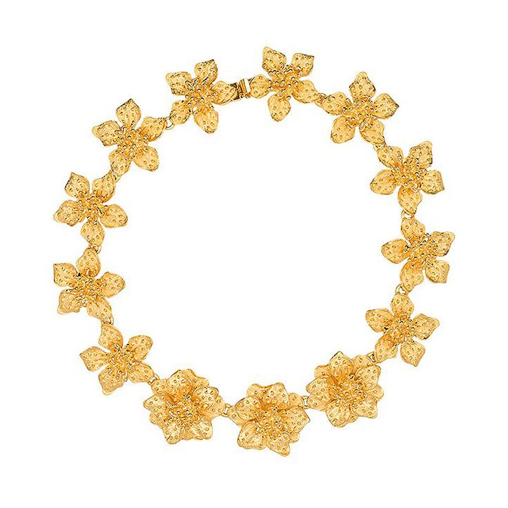 Product Description: Adorn your neckline with a strand of mesmerizing satin gold dogwood flowers. Closed with a push and lock clasp.   Dimensions: 15" Style Number: ﻿4152N Flower Gold Necklace, Marco Bicego Necklace, Gold Jewelry Ideas, Coin Charm Bracelet, Flower Necklace Gold, Black Hills Gold Jewelry, Dogwood Flower, Flower Necklaces, Dogwood Flowers