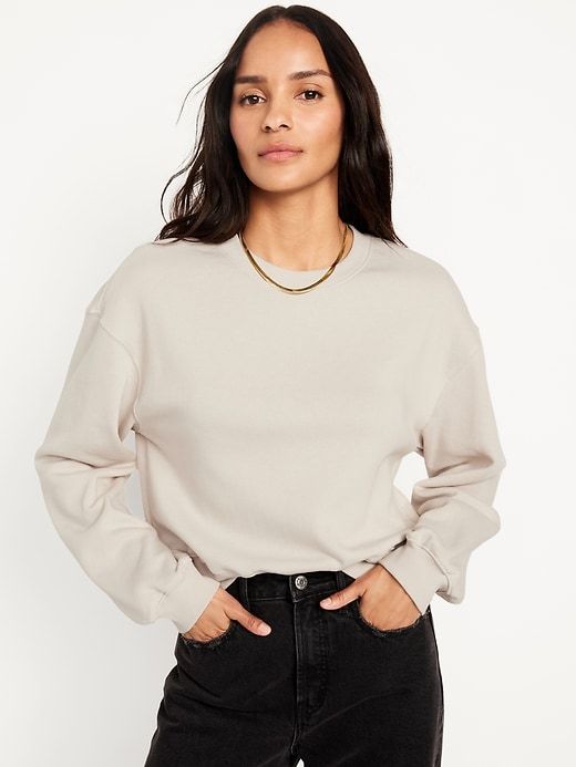 Relaxed Crew Neck Sweatshirt for Women | Old Navy Old Sweatshirt, Fashion Capsule Wardrobe, Spring Capsule Wardrobe, Dropped Shoulder Sweatshirt, Fashion Capsule, Old Navy Women, Womens Tie, Crop Sweatshirt, Pullover Styling