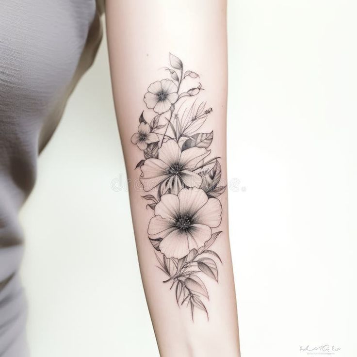 a woman's arm with flowers on it