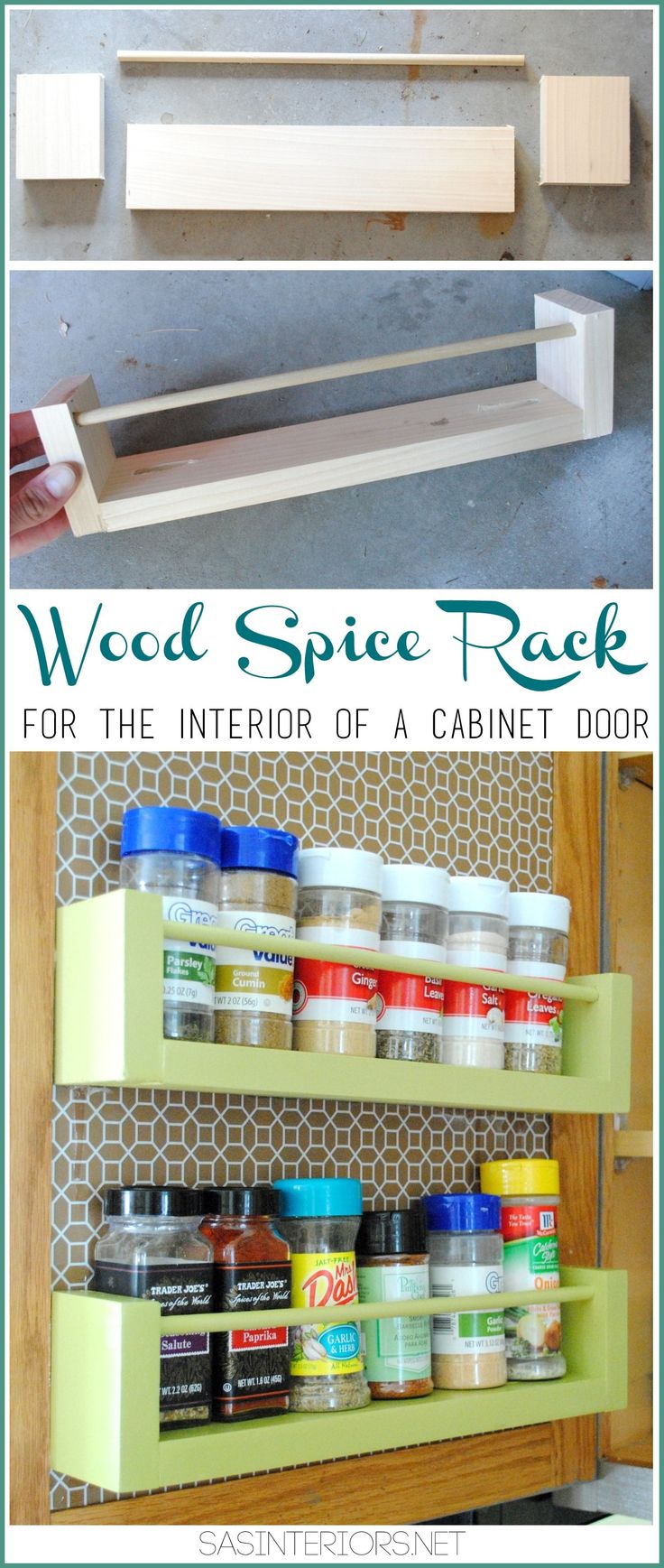 wood spice rack for the interior of a cabinet door