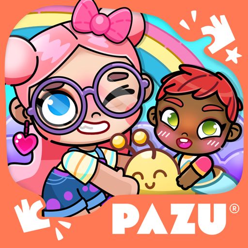 the cartoon girl and boy are holding each other's hand, with the word pazu in front of them