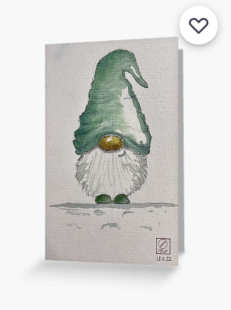 Watercolor Gnome Painting, Christmas Themed Watercolor Paintings, Watercolor Christmas Stocking, Mini Christmas Watercolor Paintings, Watercolor Nativity Christmas Cards, Homemade Watercolor Christmas Cards, Watercolor Gnomes Christmas, Watercolor Line And Wash, Sympathy Watercolor Cards