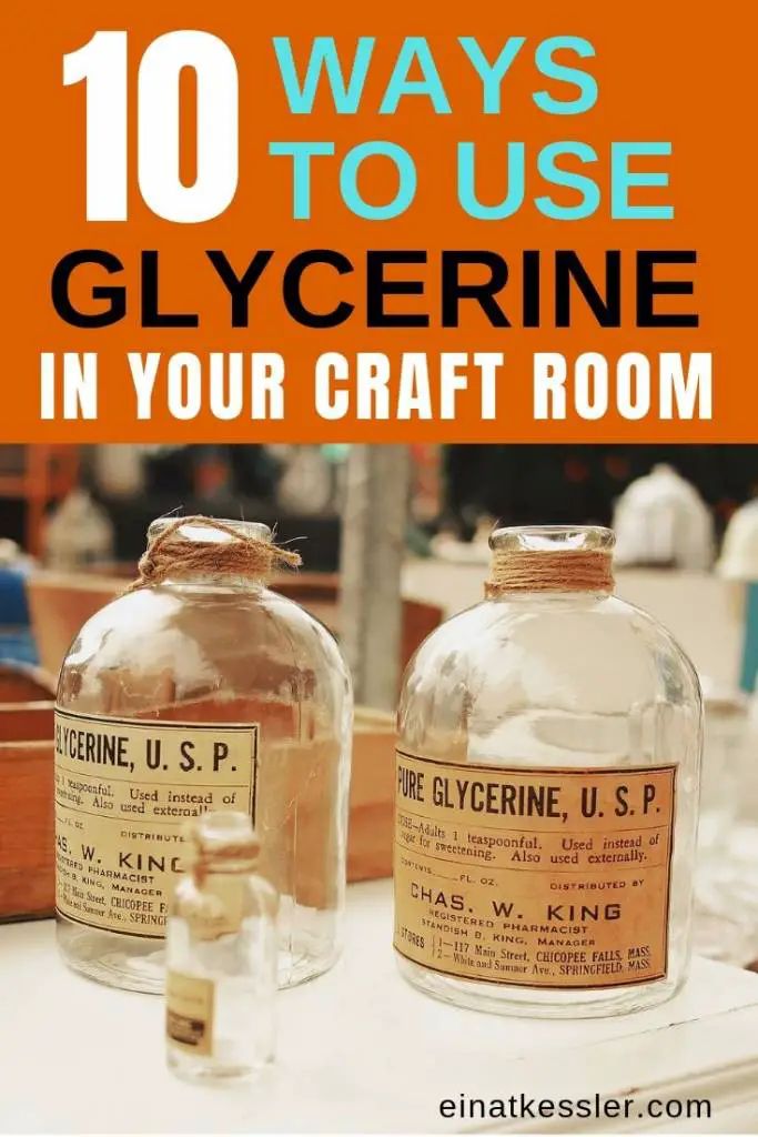 two glass jars with labels on them and the words 10 ways to use glycerine in your craft room