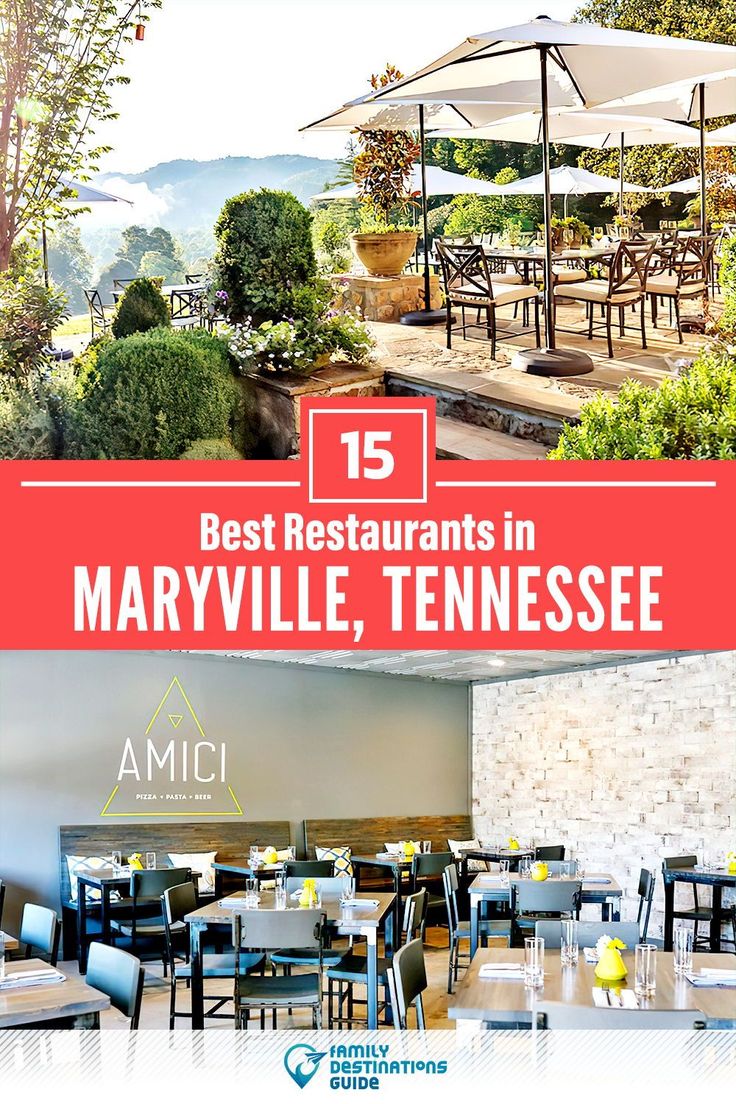 tables and chairs with umbrellas in the background for best restaurants in maryville, tennessee