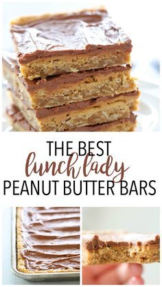 the best lunchbox peanut butter bars with chocolate frosting on top and in between