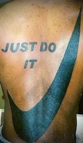 the back of a man's shirt with words written on it that says just do it