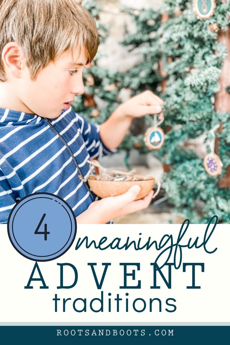 a young boy holding a bowl in front of a christmas tree with the words 4 ways to