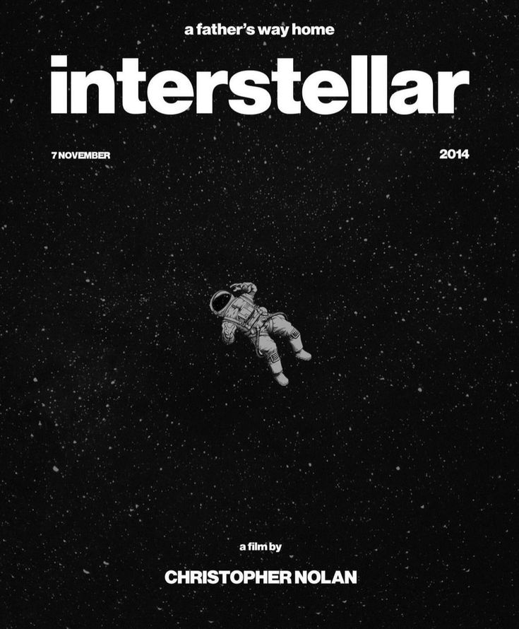 an astronaut floating in the air on top of a black and white background with text that reads interstelar