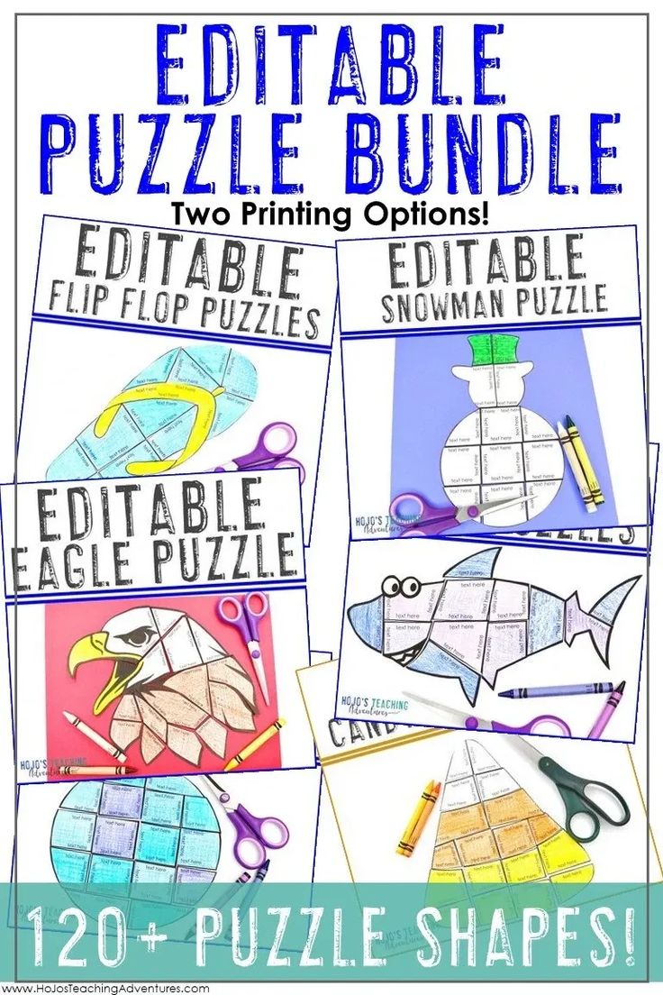 the editable puzzle bundle includes two printable puzzles