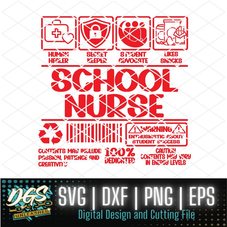 the school nurse svg design and cutting files are available for use in this project