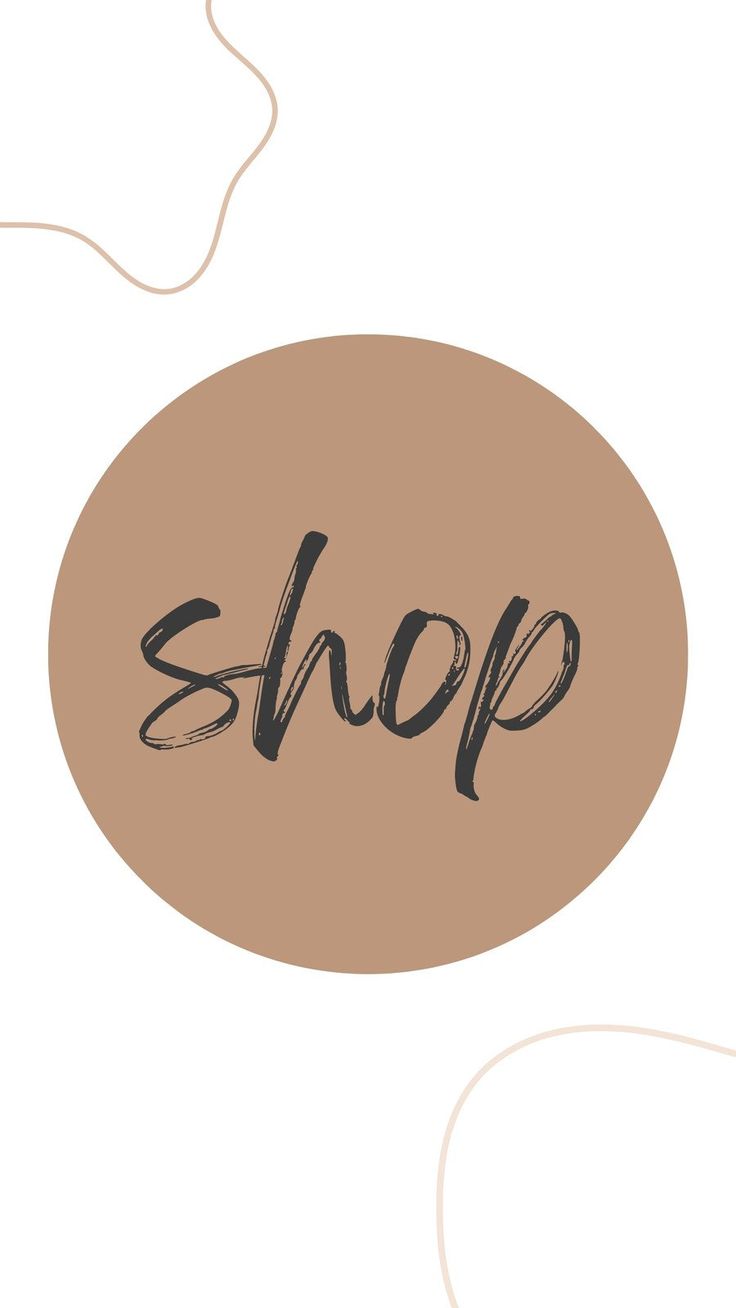 the word shop written in black ink on a beige circle with a white background and brown string