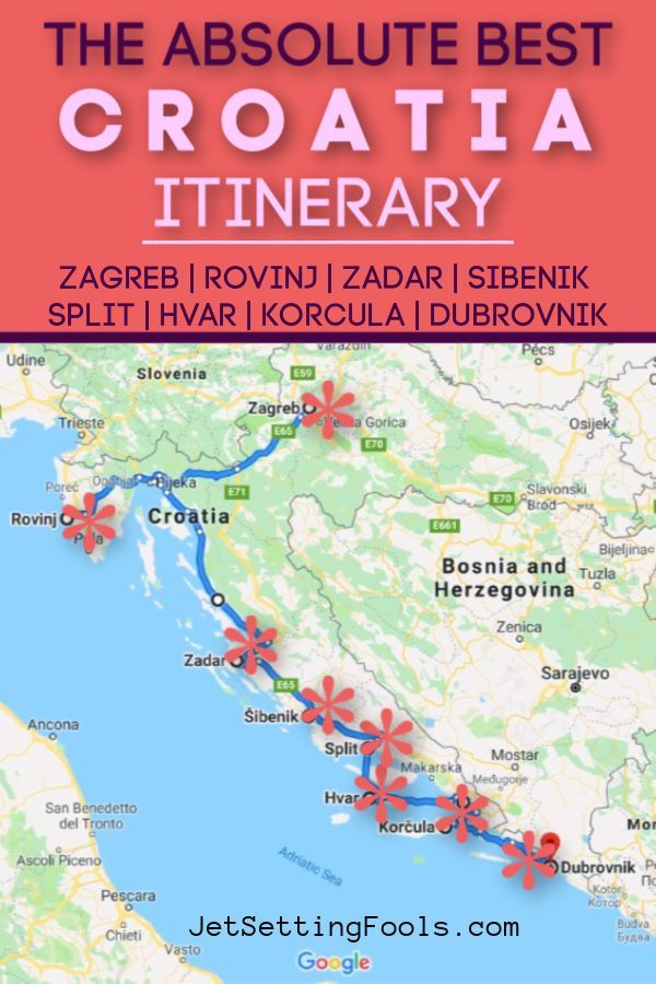 a map with red flowers on it and the words, the absolute best croatia itinerary