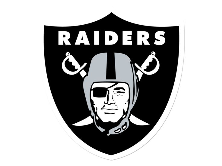 the oakland football team logo is shown on a black and white shield with two crossed swords