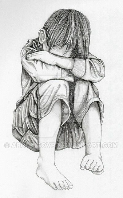 a pencil drawing of a boy hugging his mother's head with her arms around him