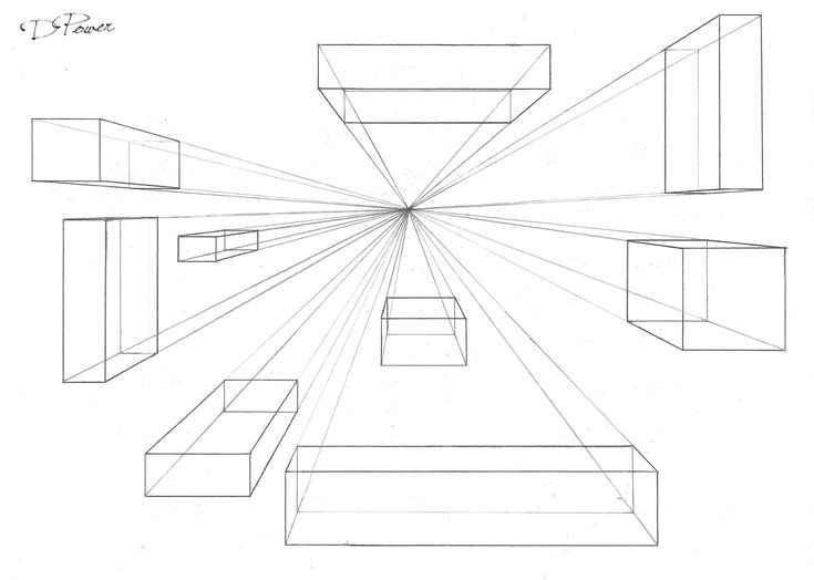 a drawing of a room with cubes in it