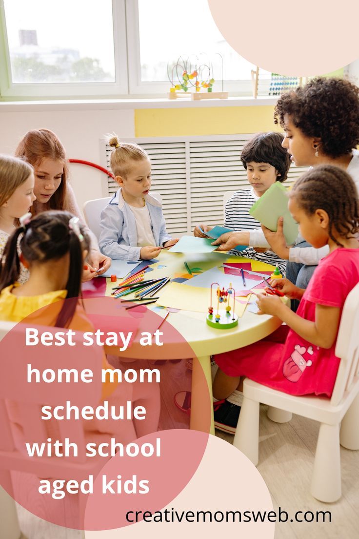 a group of children sitting around a table with the words best stay at home mom schedule with school aged kids