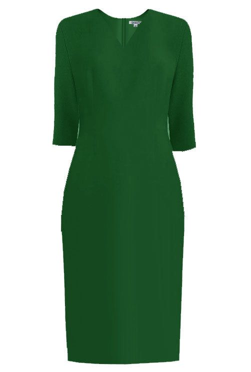 Lausanne Green Sheath Dress with Sleeves Sheath Dress With Sleeves, Green Sheath Dress, Petite Midi Dress, Dress With Sleeves, Home Dress, Work Clothes, Classic Dress, Crepe Fabric, Collar Dress