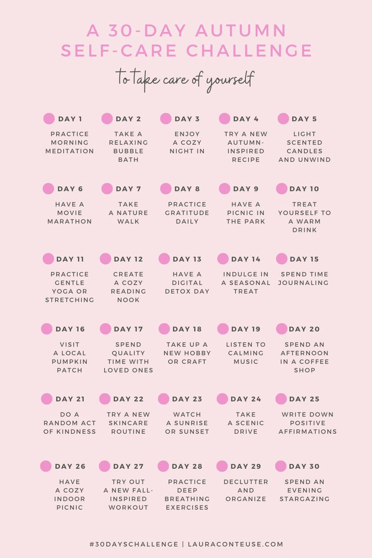 a pin that says in a large font 30-Day Autumn Self-Care Challenge Selfcare Bucket List, Self Care Challenge Ideas, Self Care Bucket List Ideas, Last To Leave Challenges Ideas, Self Care Date Ideas, Self Care Birthday Ideas, Self Care Activities For Adults, Simple Self Care Ideas, Autumn Activities For Adults