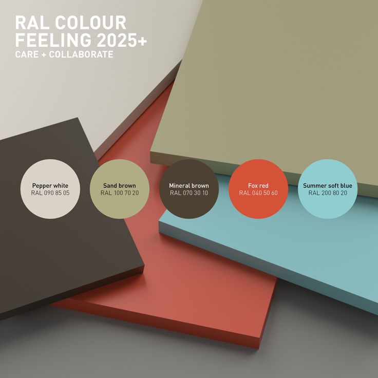 several different colors of paper with the text real color feeling 205 + care & collaborate