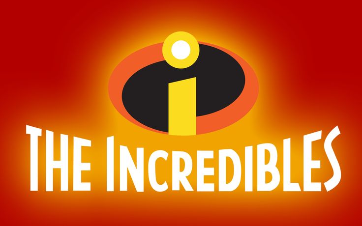 the incredibles logo on a red background with yellow and black letters that read,'the incredibles '