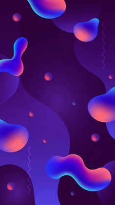 an abstract purple background with blue and pink shapes in the shape of flowing liquids