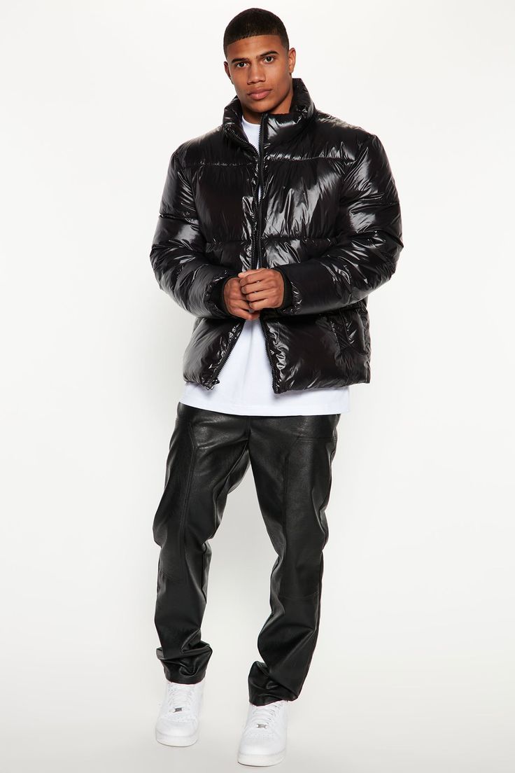 Model Height: 6'2 - Wearing Large Big & Tall: Height 6'3- Wearing XXXL Available In Black. High Collar Full Zip Closure 2 Side Hand Pockets Shell: 100% Nylon Lining: 100% Polyester Filling: 100% Polyester Imported | Mens High Collar Gloss Puffer Jacket in Black size 3XL by Fashion Nova Winter Streetwear Long Sleeve Quilted Jacket, Winter Streetwear Quilted Jacket With Long Sleeves, Urban Long Sleeve Puffer Jacket For Fall, Long Sleeve Quilted Jacket For Streetwear In Winter, Urban Puffer Jacket For Fall, Urban Style Fall Puffer Jacket, Urban Quilted Jacket For Fall, Fitted Down Outerwear For Streetwear, Urban Black Spring Puffer Jacket