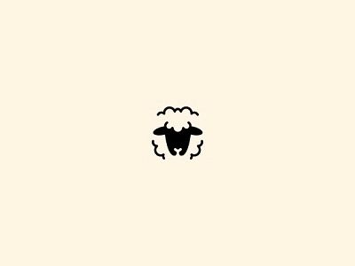 a black and white sheep logo on a beige background